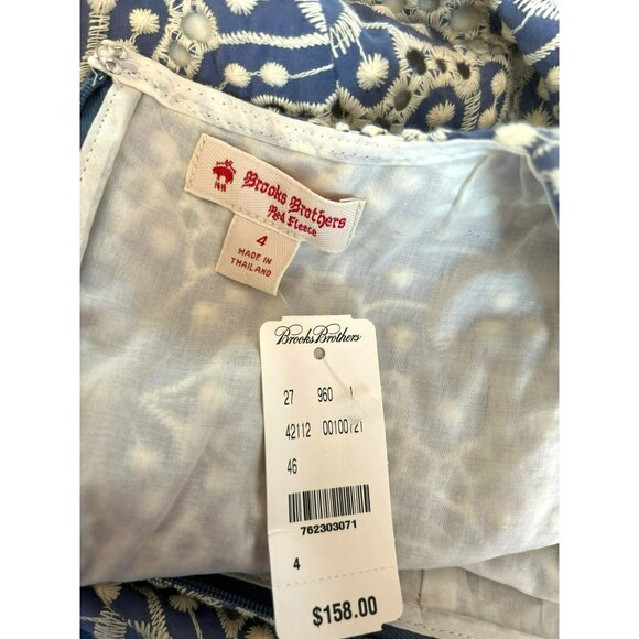 Brooks Brothers Red Fleece Periwinkle Cream Embroidered Floral Dress Size 4 NWT - Picture 5 of 6